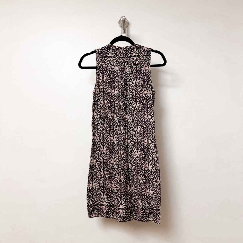 Faherty Isha Sleeveless Pintuck Linen Blend Minidress Midnight Kurala Floral - Picture 5 of 12